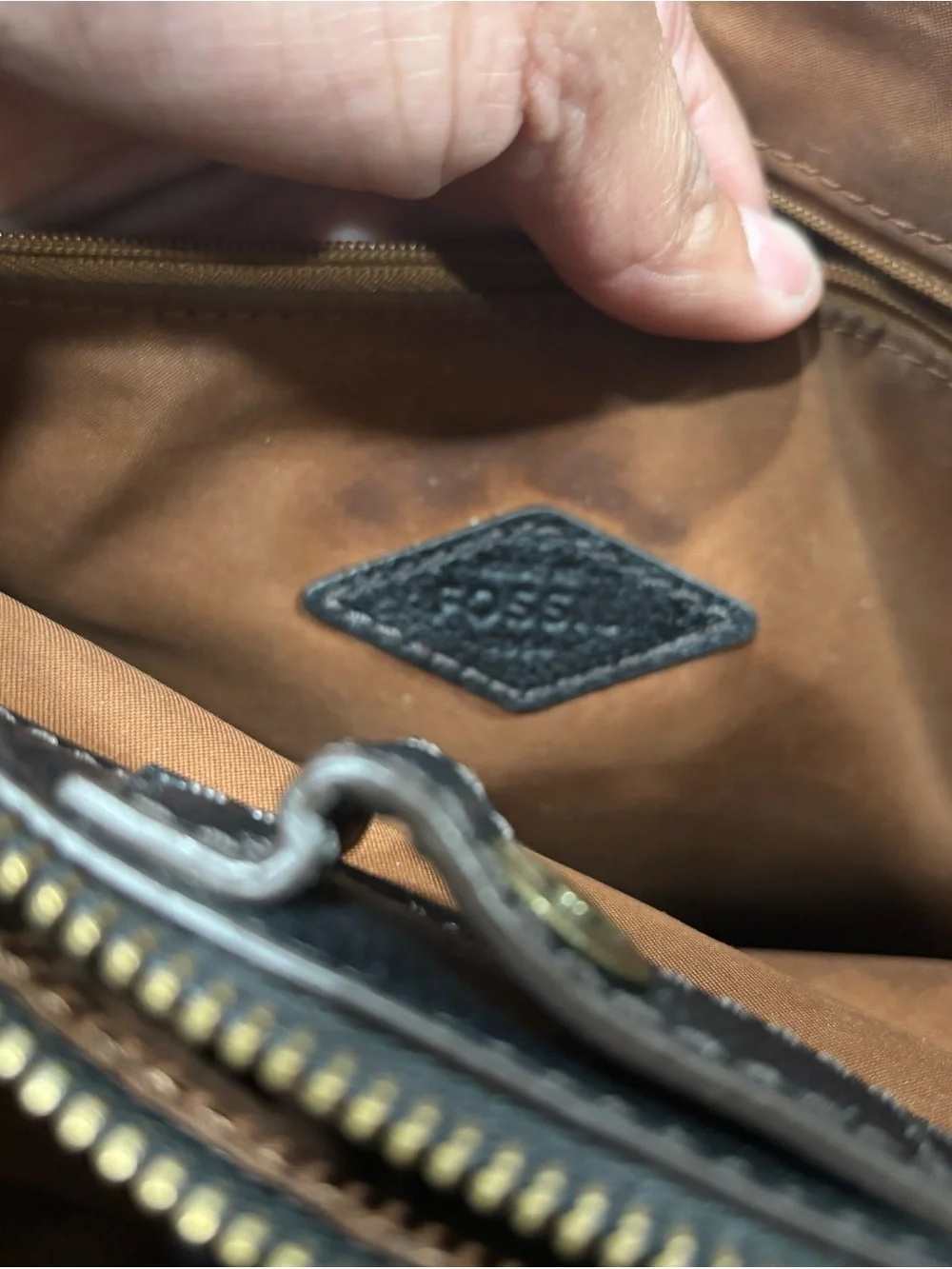 Fossil Black Leather Satchel with Dual Top Handles/shoulder strap